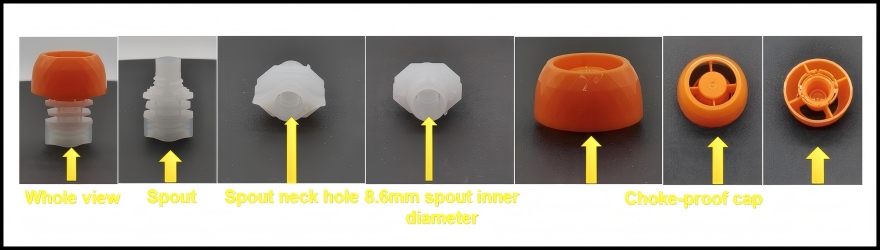 Characteristic of baby food pouch spout and squeeze pouch lids (HL086Z)